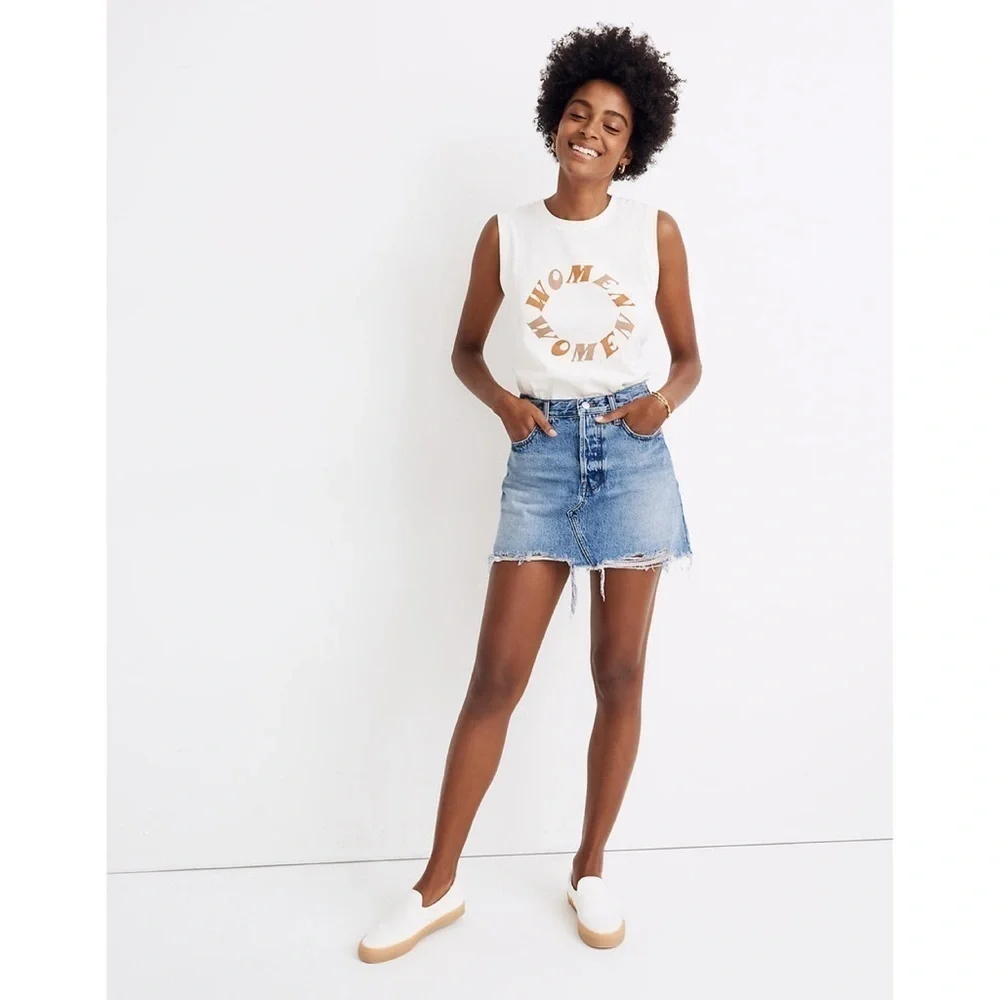 Madewell Rigid Denim Relaxed Mini Skirt in Rosehill Wash Size 25 - Picture 1 of 9